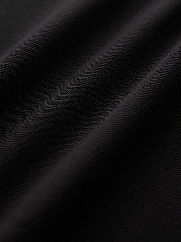 Black - Short Sleeve Cuban Collar Pique Polo Shirt - Image 8 of 8 Black - Short Sleeve Cuban Collar Pique Polo Shirt - Image 8 of 8