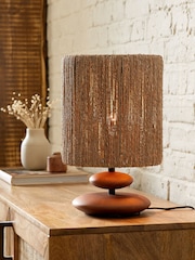 French Connection Wood/Cream Cala Table Lamp - Image 1 of 4