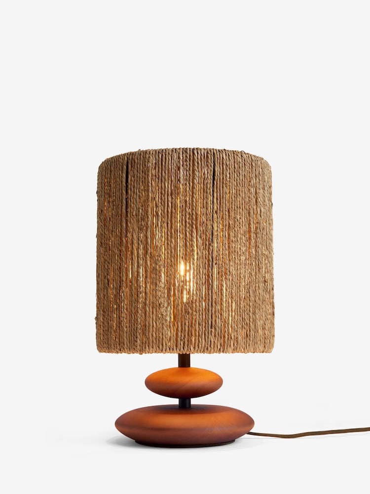 French Connection Wood/Cream Cala Table Lamp - Image 4 of 4