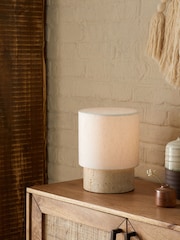 French Connection Natural Stone Cylinder Table Lamp - Image 1 of 4