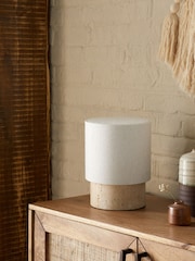French Connection Natural Stone Cylinder Table Lamp - Image 2 of 4