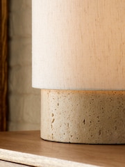 French Connection Natural Stone Cylinder Table Lamp - Image 3 of 4