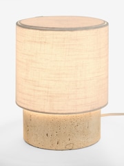French Connection Natural Stone Cylinder Table Lamp - Image 4 of 4