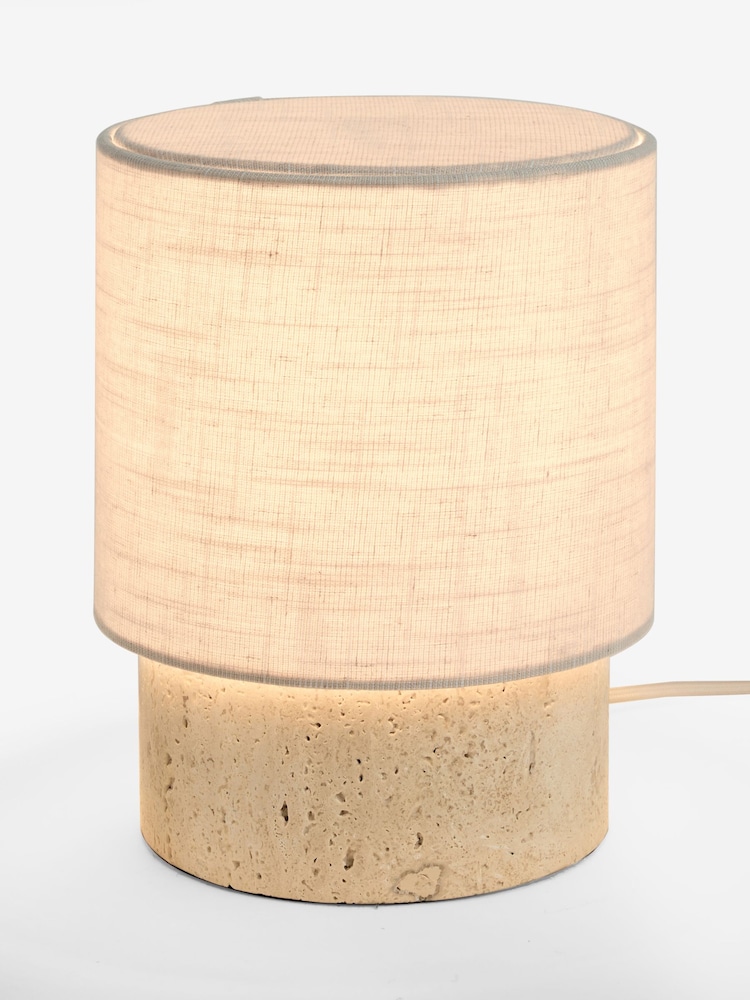 French Connection Natural Stone Cylinder Table Lamp - Image 4 of 4