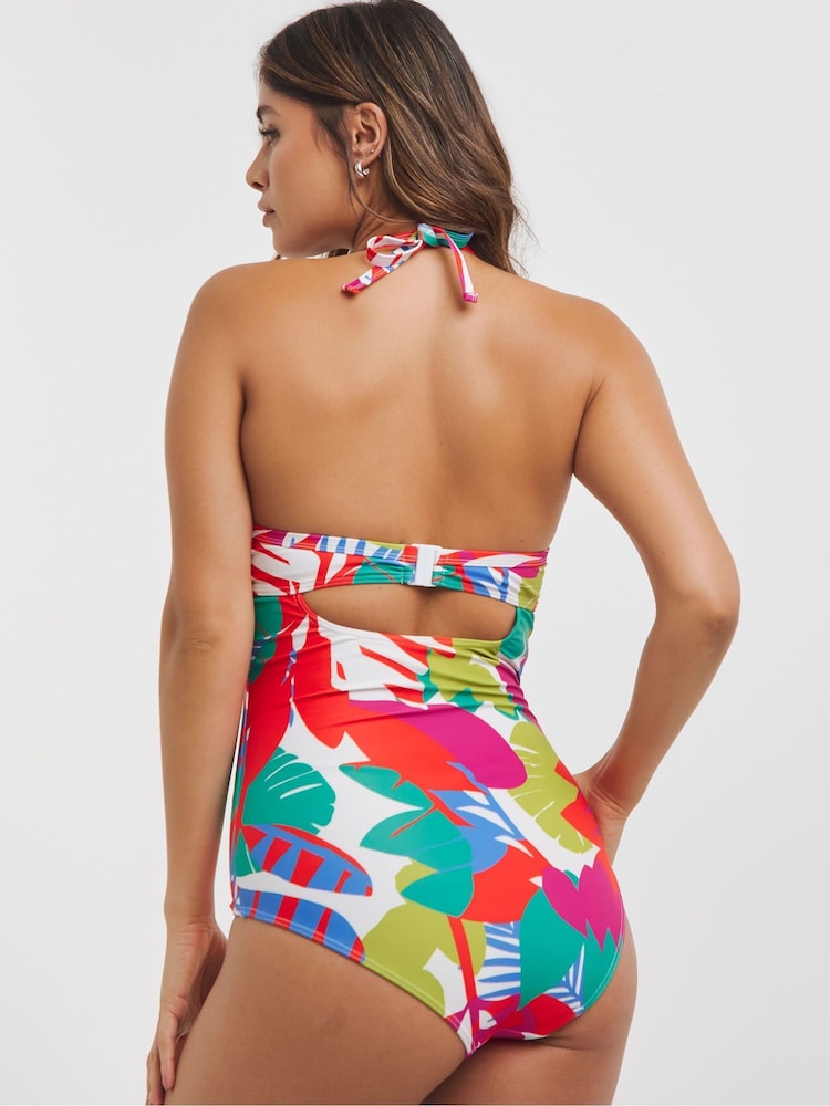 Simply Be Red Padded Underwired Plunge Swimsuit - Image 2 of 4