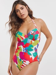Simply Be Red Padded Underwired Plunge Swimsuit - Image 3 of 4