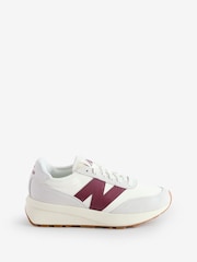 New Balance White/Burgundy Mens 370 Trainers - Image 1 of 1