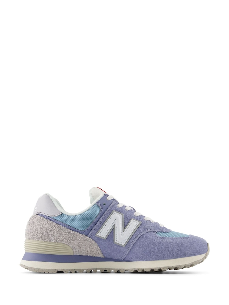 New Balance Blue & White Mens 574 Trainers - Image 1 of 8