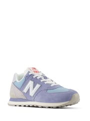 New Balance Blue & White Mens 574 Trainers - Image 3 of 8