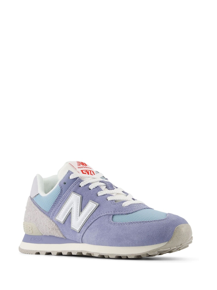 New Balance Blue & White Mens 574 Trainers - Image 3 of 8