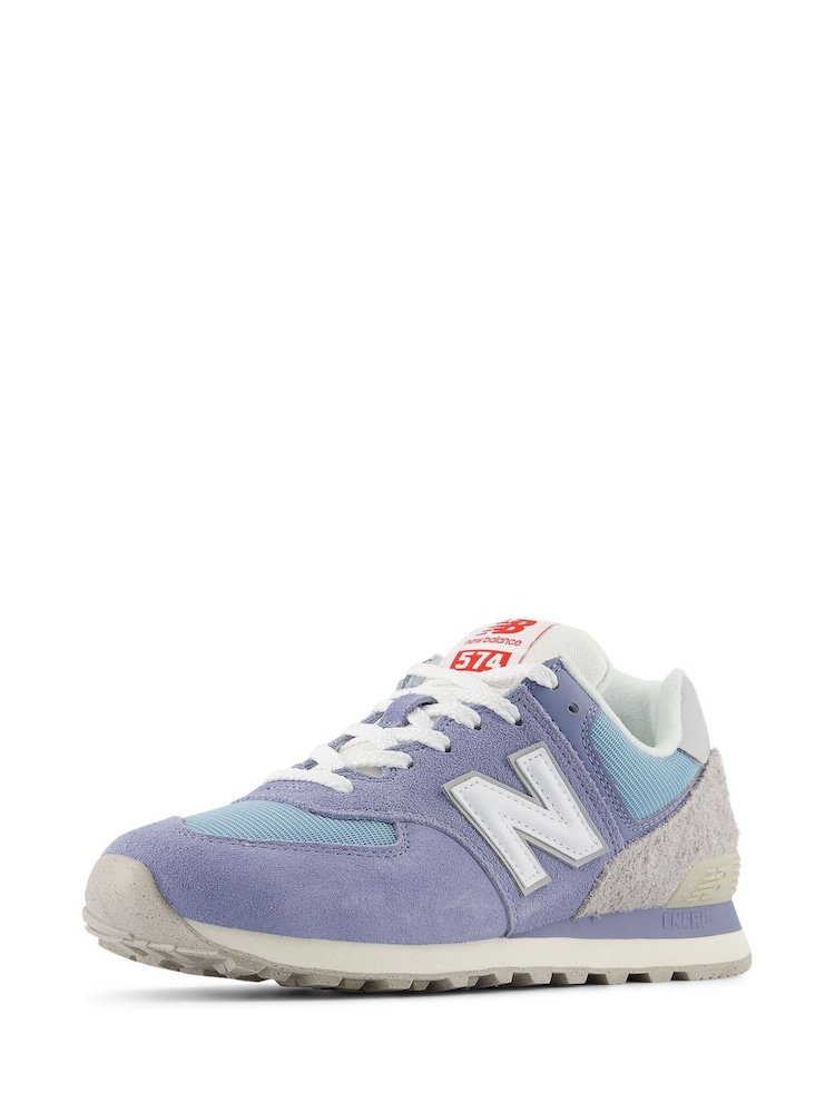 New Balance Blue & White Mens 574 Trainers - Image 4 of 8