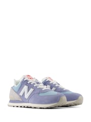 New Balance Blue & White Mens 574 Trainers - Image 5 of 8