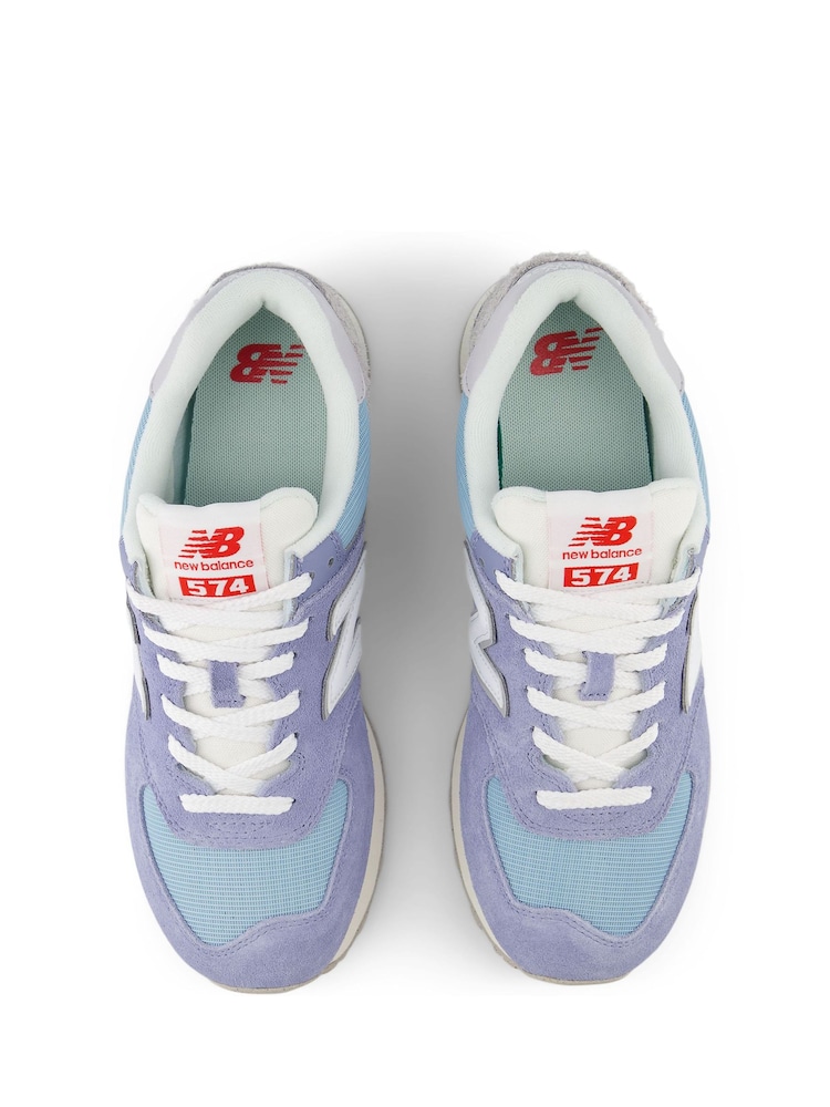 New Balance Blue & White Mens 574 Trainers - Image 6 of 8