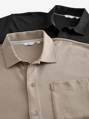 Black/Neutral Textured Jersey Short Sleeve Shirts 2 Pack - Image 11 of 12