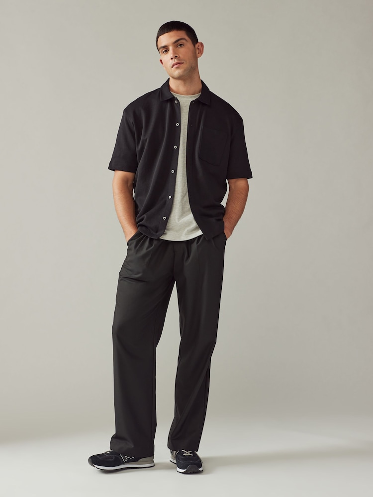 Black/Neutral Textured Jersey Short Sleeve Shirts 2 Pack - Image 2 of 12