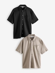 Black/Neutral Textured Jersey Short Sleeve Shirts 2 Pack - Image 8 of 12