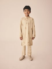 Neutral Leaf Embroidered Eid Kurta (3mths-16yrs) - Image 1 of 8