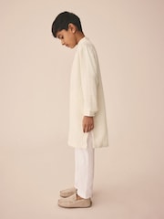 بيج فاتح - جاكارد بملمس بارز - رداء Kurta للعيد (3 شهور-16 سنة) - صورة 3 من 9