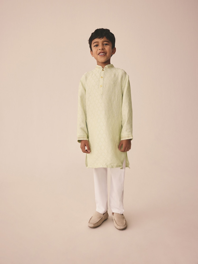 Verde claro con bordado - EID Kurta (3meses-16años) - Imagen 1 de 4 Verde claro con bordado - EID Kurta (3meses-16años) - Imagen 1 de 4