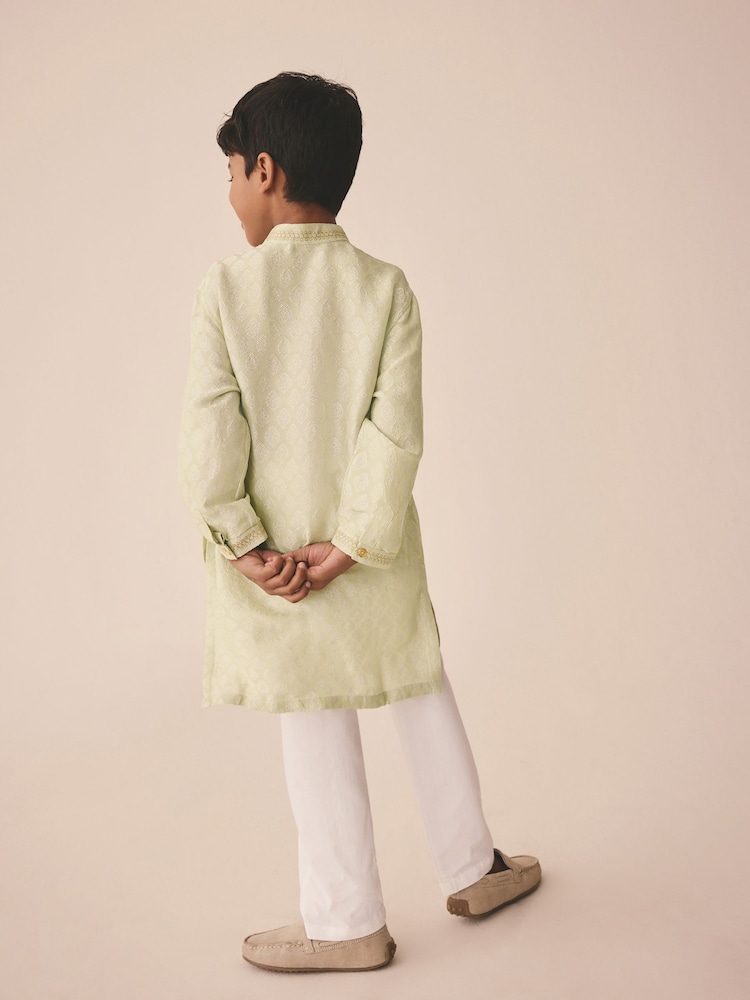 Verde claro con bordado - EID Kurta (3meses-16años) - Imagen 2 de 4 Verde claro con bordado - EID Kurta (3meses-16años) - Imagen 2 de 4