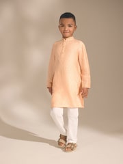 برتقالي فاتح - مطرَّز - رداء Kurta للعيد (3 شهور-16 سنة) - صورة 1 من 8