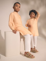 برتقالي فاتح - مطرَّز - رداء Kurta للعيد (3 شهور-16 سنة) - صورة 2 من 8