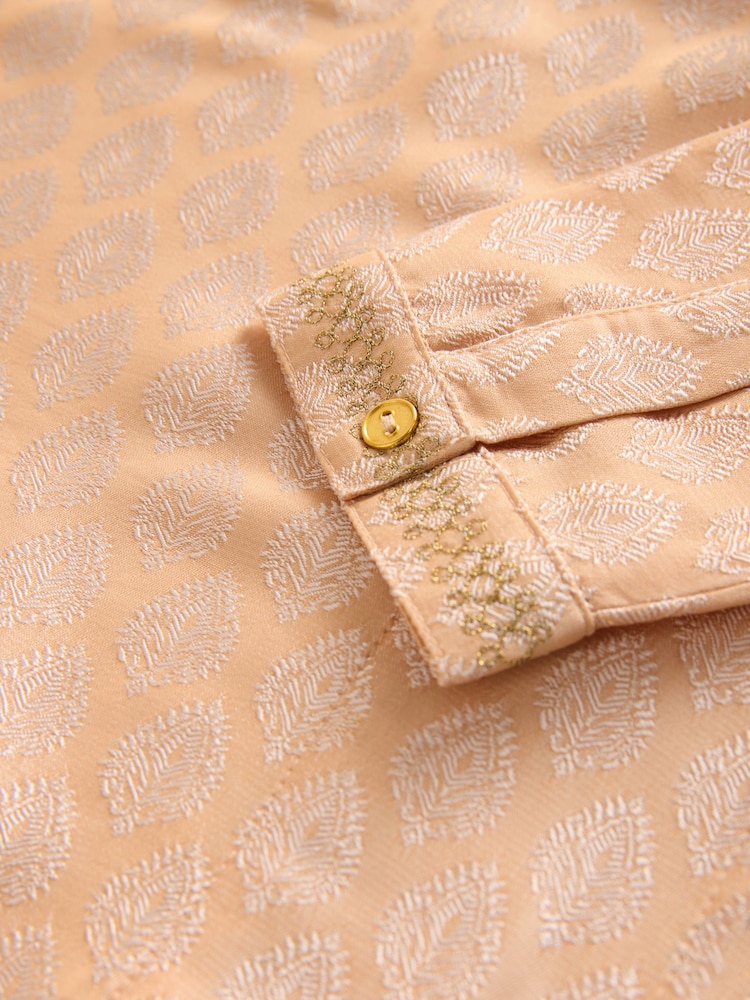 برتقالي فاتح - مطرَّز - رداء Kurta للعيد (3 شهور-16 سنة) - صورة 8 من 8