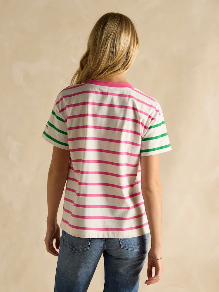 Rosa multicolor - Joules Ellie Short Sleeve Jersey Top - Imagen 2 de 7