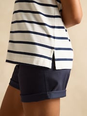 Joules Ellie Navy & White Short Sleeve Jersey Top - Image 6 of 7