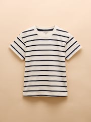 Joules Ellie Navy & White Short Sleeve Jersey Top - Image 7 of 7