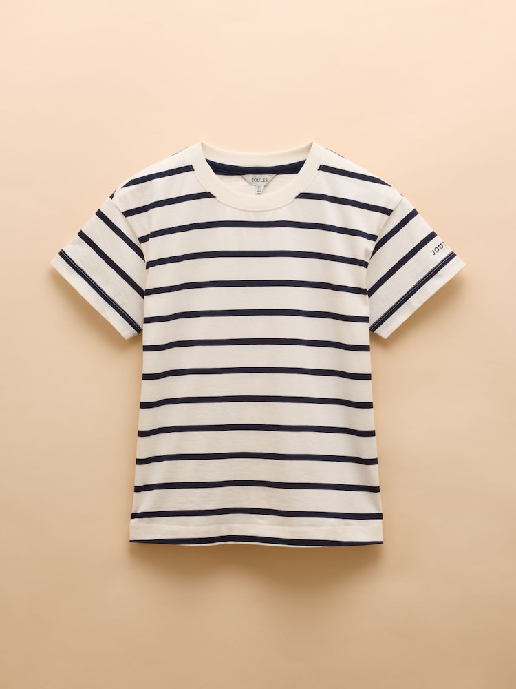 Joules Ellie Navy & White Short Sleeve Jersey Top - Image 7 of 7