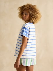 Joules Ellie Blue & White Short Sleeve Jersey Top - Image 2 of 7