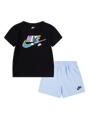 Nike Blue Little Kids Printed Logo T-Shirt and Shorts Set - Image 1 of 4