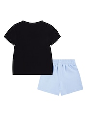 Nike Blue Little Kids Printed Logo T-Shirt and Shorts Set - Image 2 of 4