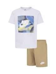 Nike Cream Little Kids Club Express T-Shirt and Shorts Set - Image 1 of 4