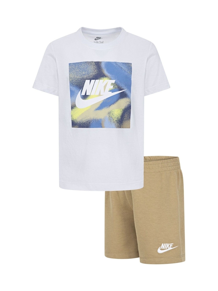 Nike Cream Little Kids Club Express T-Shirt and Shorts Set - Image 1 of 4