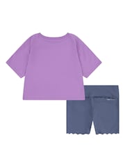 Nike Blue Swoosh Motion T-Shirt and Bike Shorts Set - Image 2 of 6