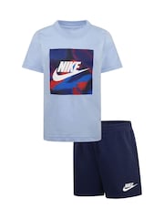 Nike Blue Little Kids Club Express T-Shirt and Shorts Set - Image 1 of 5