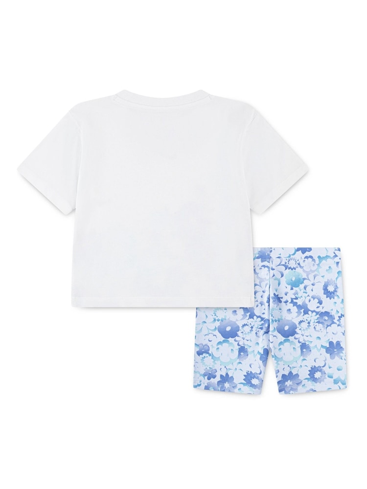 Nike Blue Little Kids Flowral T-Shirt And Shorts Set - Image 2 of 5