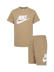 Crema - Nike conjunto de camisetas y pantalones cortos de Little Kids Club - Imagen 1 de 4