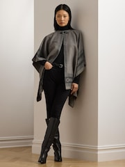 Lauren Ralph Lauren Grey Wool Blend Poncho - Image 3 of 9
