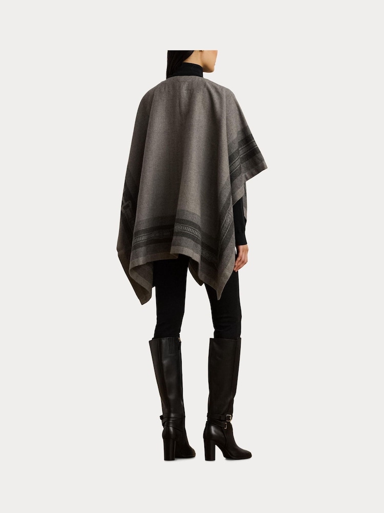 Lauren Ralph Lauren Gri lână Blend Poncho - Image 6 of 9