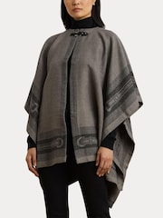 Lauren Ralph Lauren Grey Wool Blend Poncho - Image 7 of 9