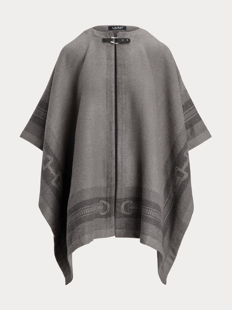 Lauren Ralph Lauren Grey Wool Blend Poncho - Image 9 of 9