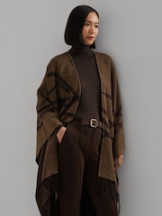 Lauren Ralph Lauren Oversized Print Brown Poncho - Image 2 of 5