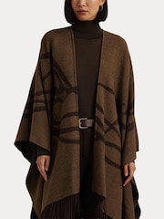 Lauren Ralph Lauren Oversized Print Brown Poncho - Image 3 of 5