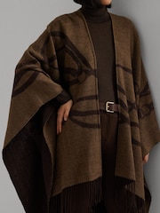 Lauren Ralph Lauren Oversized Print Brown Poncho - Image 4 of 5