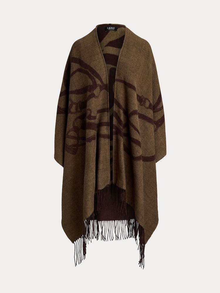 Lauren Ralph Lauren Oversized Print Brown Poncho - Image 5 of 5