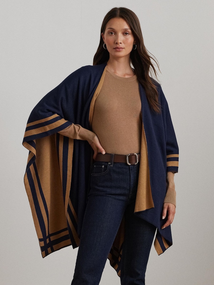 Lauren Ralph Lauren Acrylic Stripe Detail Poncho - Image 1 de 5