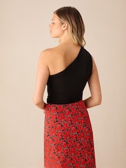 Ro&Zo Red Blurred Flroal Print Bias Cut Maxi Skirt - Image 3 of 3